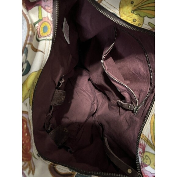 Lucky Brand Vtg Canvas Suede Tote Shoulder Bag Hummingbird Boho Satchel - Picture 4 of 9